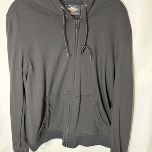 Harley-davidson Men's Black and Grey Hoodie